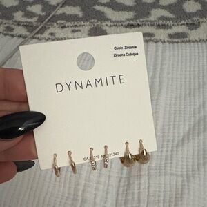 Dynamite Gold and Silver Hoop Earrings Trio